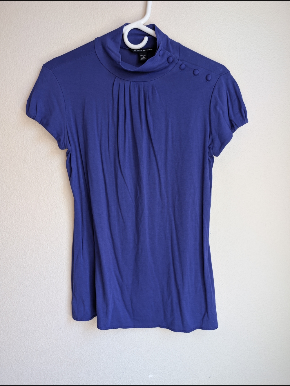 Banana Republic Cobalt Short-Sleeve Mock Neck Top Women's Size S